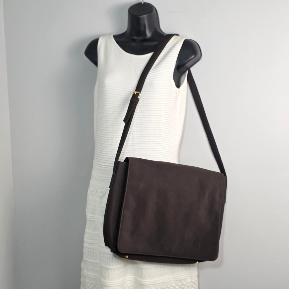 Valerie Stevens Messenger Bag Brown Crossbody Laptop Briefcase RN 13711 Large
